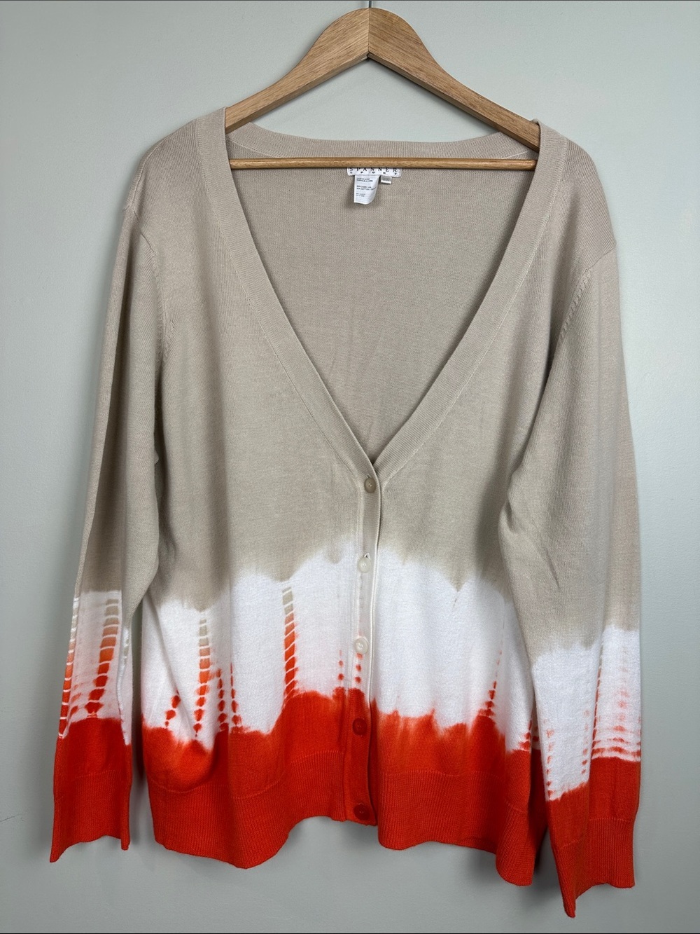 SPANNER Linen Cotton Beige White Orange Cardigan button up boho Beachy natural